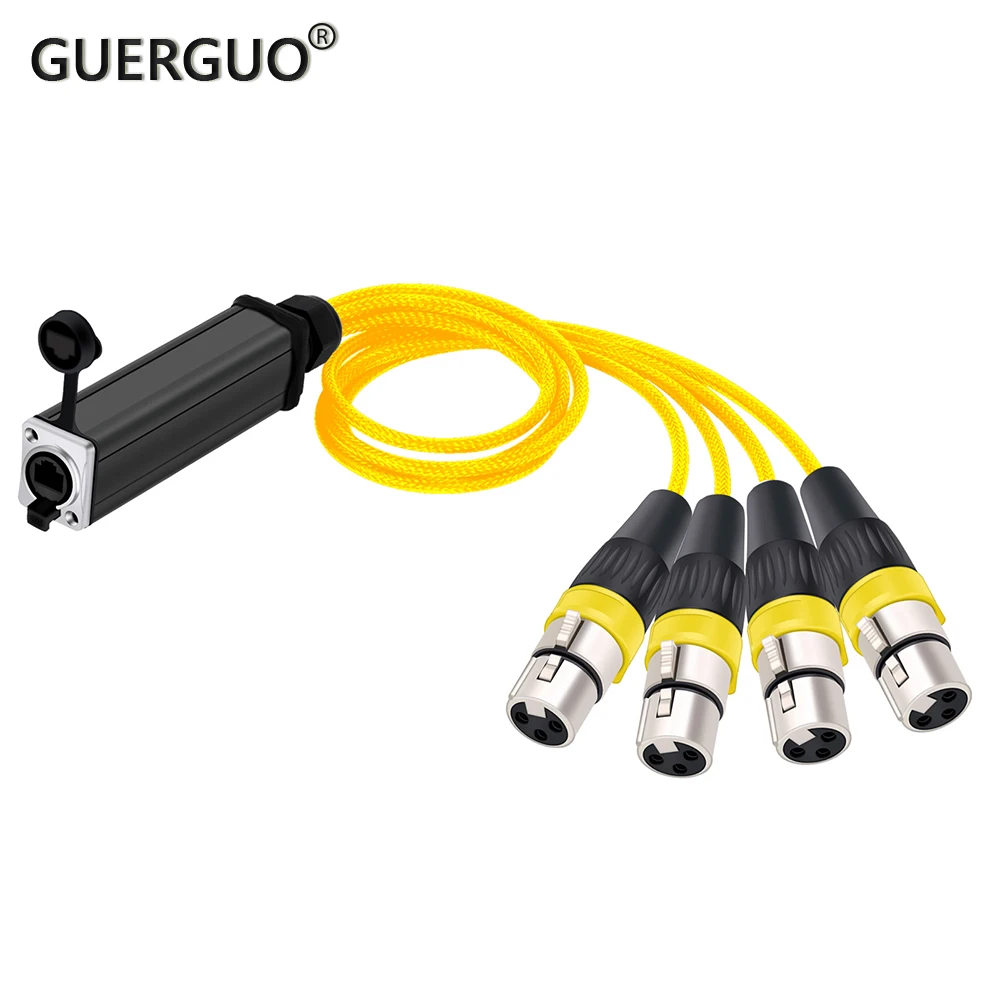 RJ45 Female To 4 Channel XLR Audio DMX Snake Cable Network Extension Color Braid Splitter Cable for Stage and Studio Recording