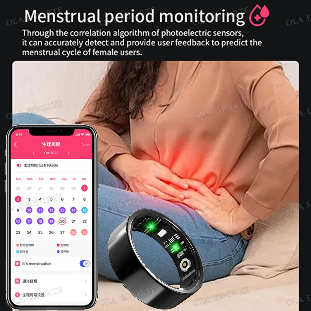 Anillo inteligente, resistente al agua IP68, monitoreo del sueño, múltiples modos deportivos, podómetro, material de acero inoxidable, unisex