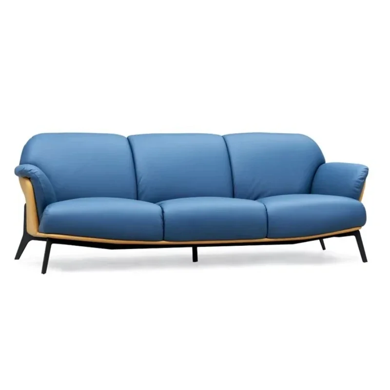

Foshan Supplier Modern China Leather Blue Office Furniture Visitor Waiting Lounge Leisure Sofa Cover