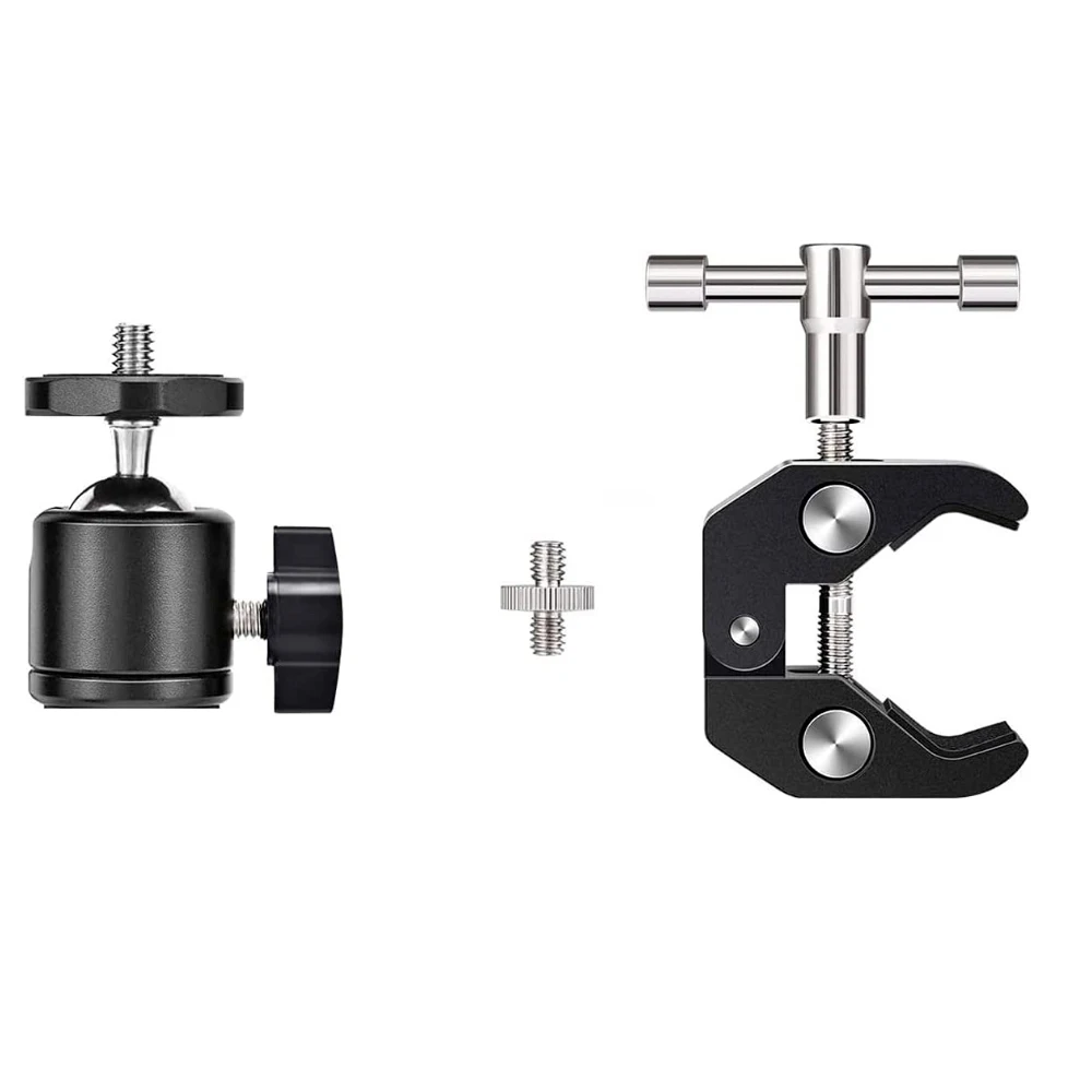 ERIKOLE Super Clamp with 360° Mini Ball Head Quick Release Clamp Bracket Tripod Mount 1/4 Screw Clip for DSLR Camera Gopro view 3