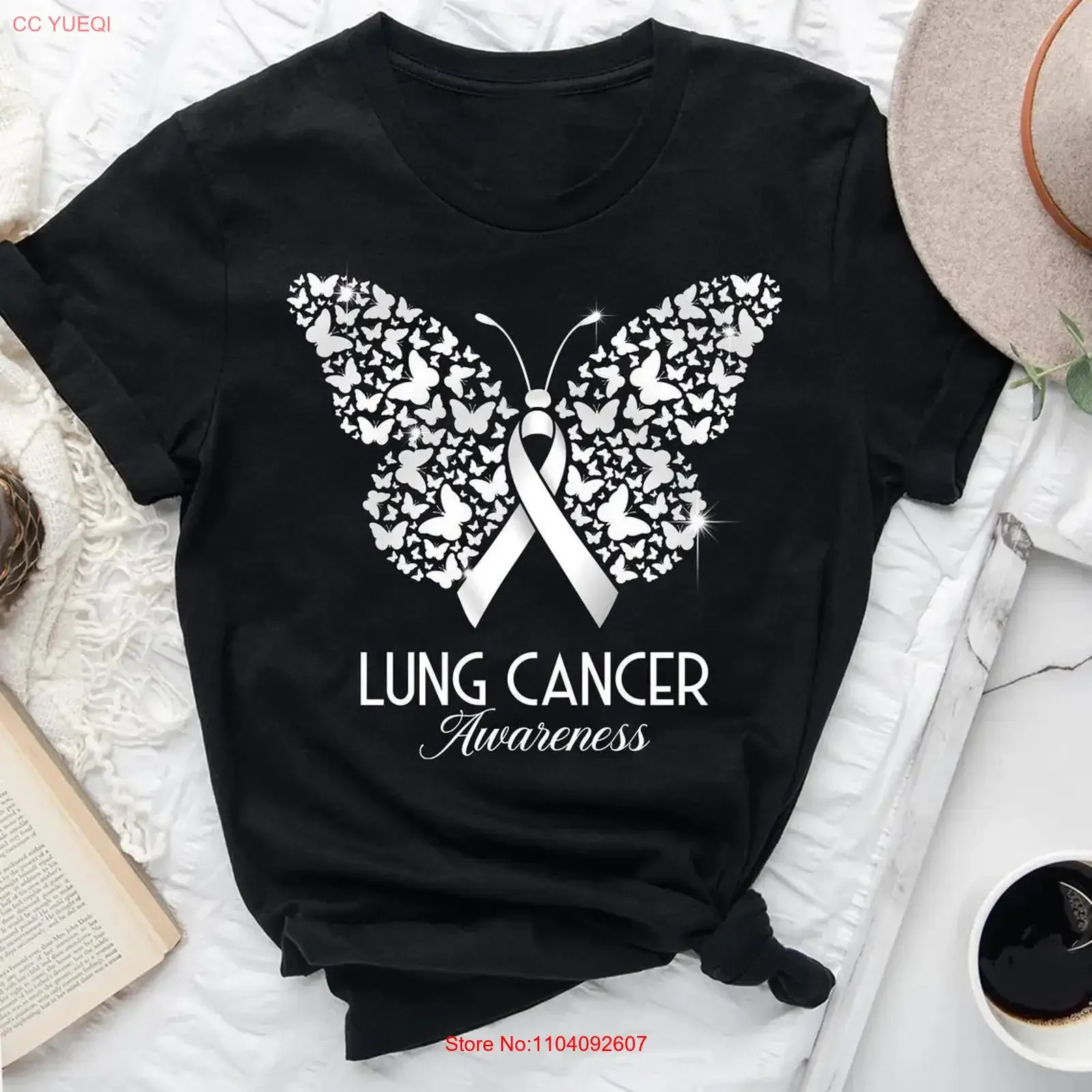 Lung Cancer Awareness T Shirt White Ribbon Support s for Warri vintage Washed Stretched fashion graphic designer clothes