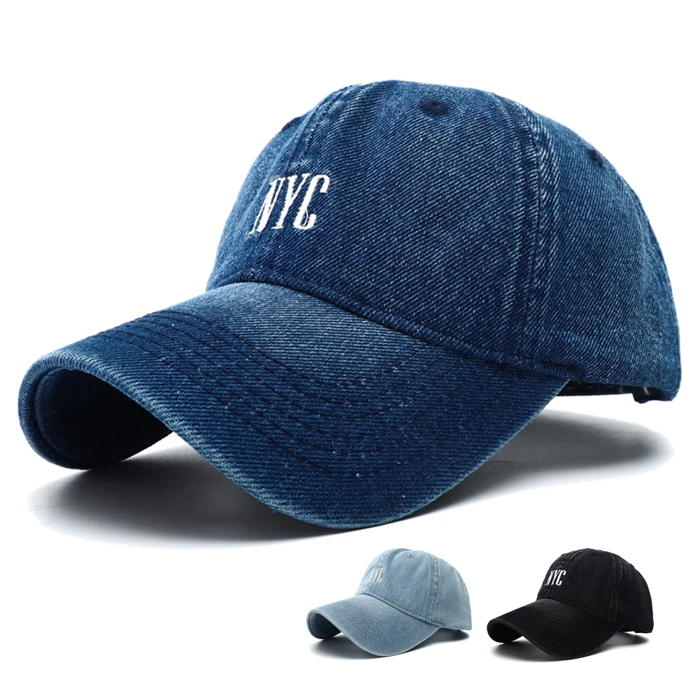 للجنسين خمر مدينة نيويورك التطريز غسلها الدنيم قبعة بيسبول قابل للتعديل Snapback قبعة الشمس حماية قبعات لا تغطي الرأس بالكامل للرجال والنساء