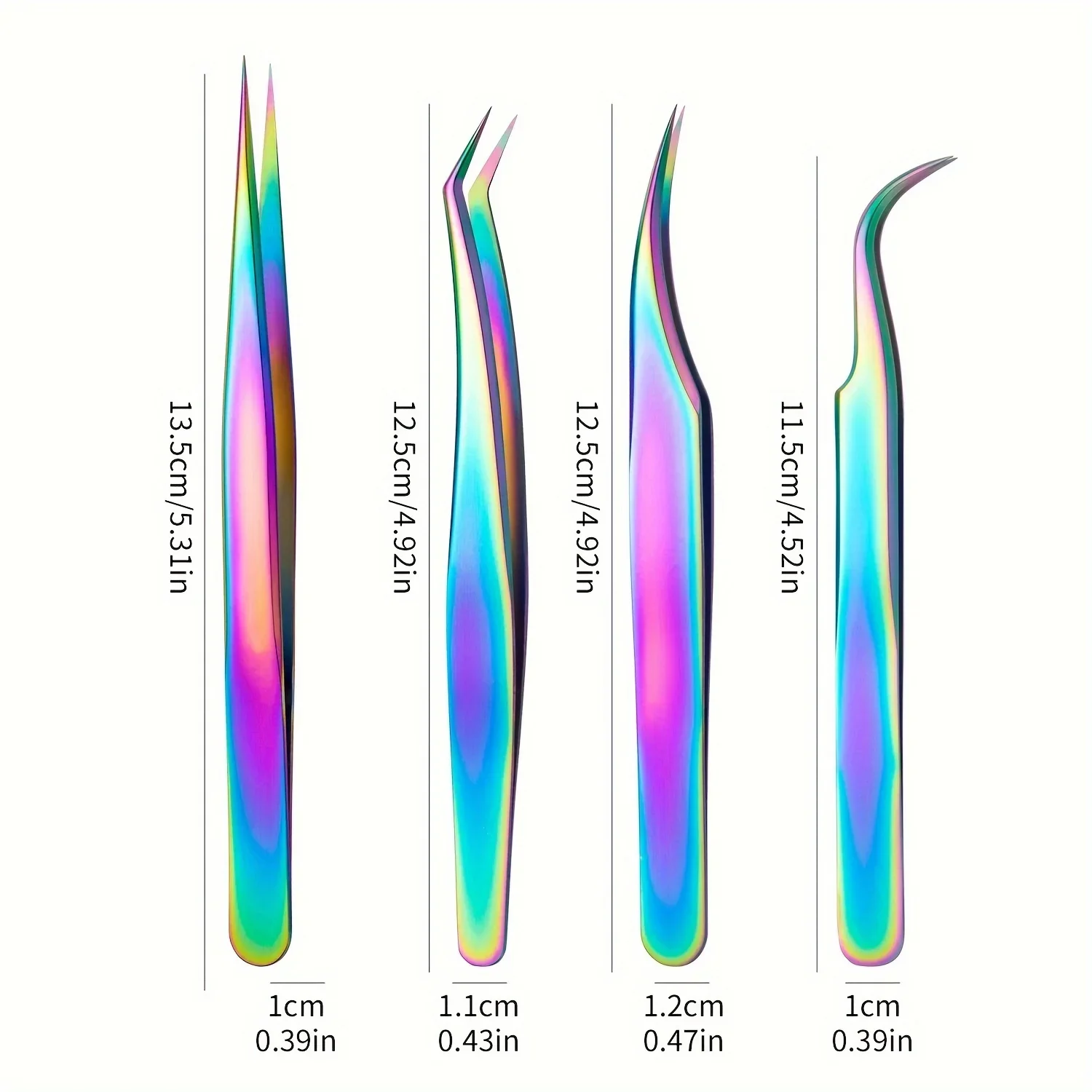 Pincettes à cils de précision en acier inoxydable, pour Extensions de cils, autocollants pour ongles et strass, droites, incurvées et pointues