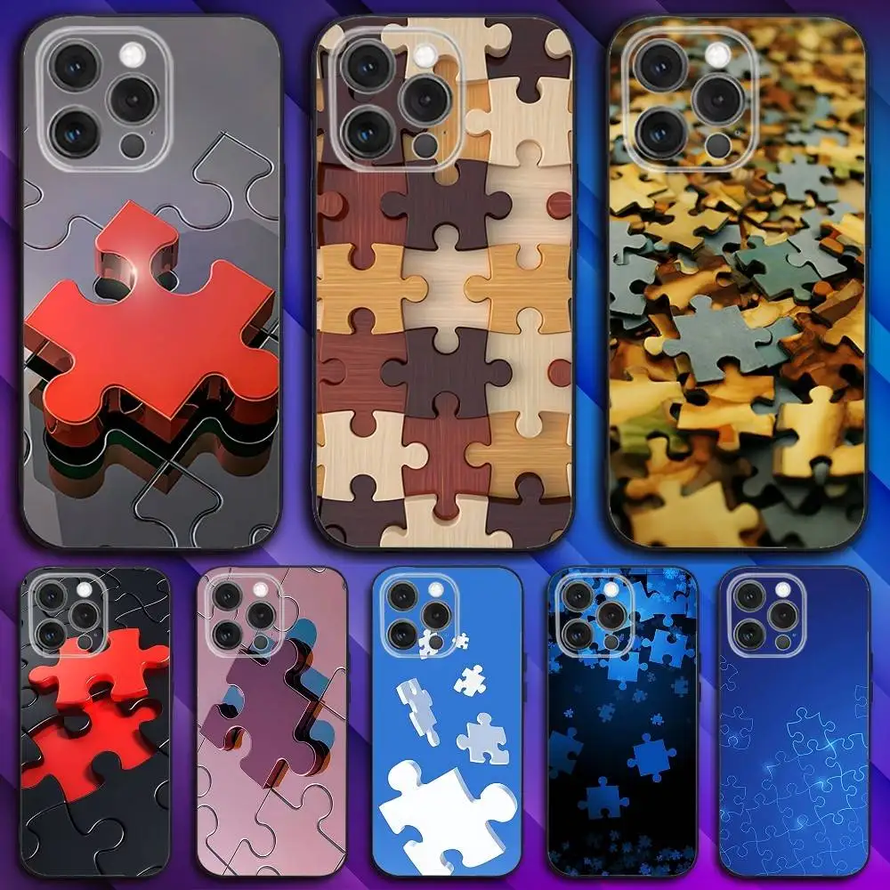 

Interesting Puzzle Phone Case For iPhone 17,16,15,14,13,12,11,Pro,Max,Plus,X,XS,SE4,E,Mini,Soft Black Case