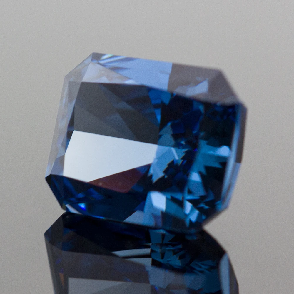 Sapphire Blue Crushed Ice Cut Cubic Zirconia High Carbon Diamond Radiant Shape Lab Zircon CZ 4K Cutting 5A+ Quality