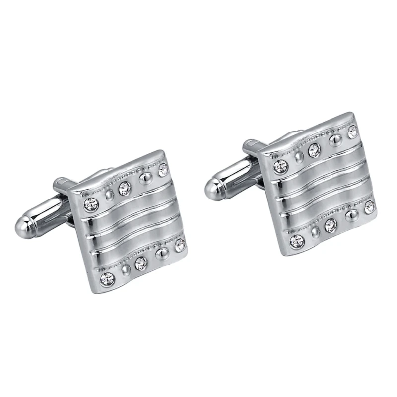 Silver Tone Cufflinks Mens Cufflink Gifts Cuffs Collars Tuxedo Shirt Man Delicate Men Wedding Souvenirs for Guests DXAA