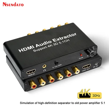 HDMI Audio Extractor Decoder 4K 5.1CH HDMI Sound Extractor Verstärker HDMI zu RCA 5.1 Kanal 3,5 mm Analog Konverter für PS4 DVD