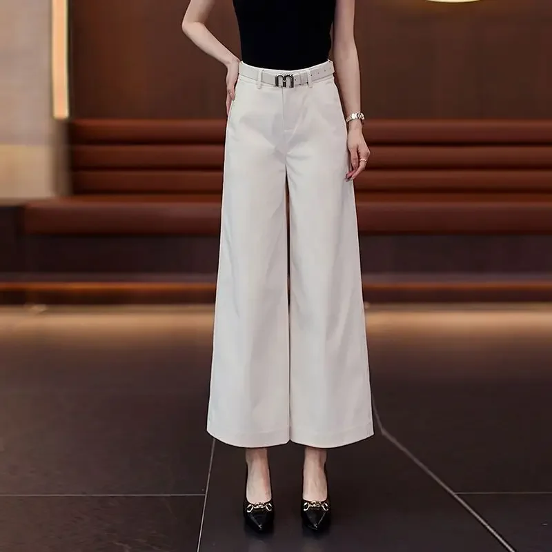 

Новинка лета 2025 года, повседневные свободные прямые костюмные брюки с высокой талией, высококачественные женские широкие брюки с девятью точками