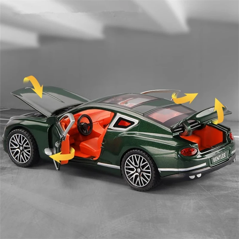 1:32 Continental GT Alloy Luxy Car Model Diecasts Metal Car Vehicles Model Simulation Sound and Light Collection Kids Toys Gifts