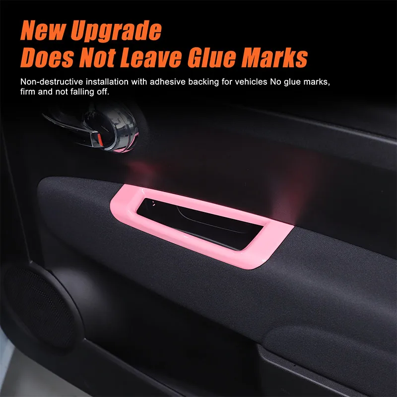 Pink ABS Car Inner Door Armrest Rear View Mirror Adjustment Panel Frame Trim Cover For 2011-2022 Fiat 500 Interior Accessories