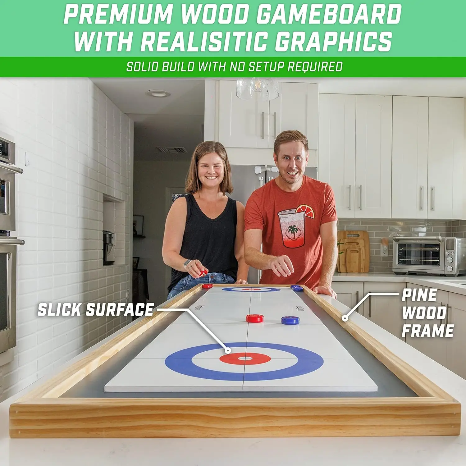 Shuffleboard and Curling Jeux de société 2 en 1, Classic Brittop ou angiSize, Choisissez votre style