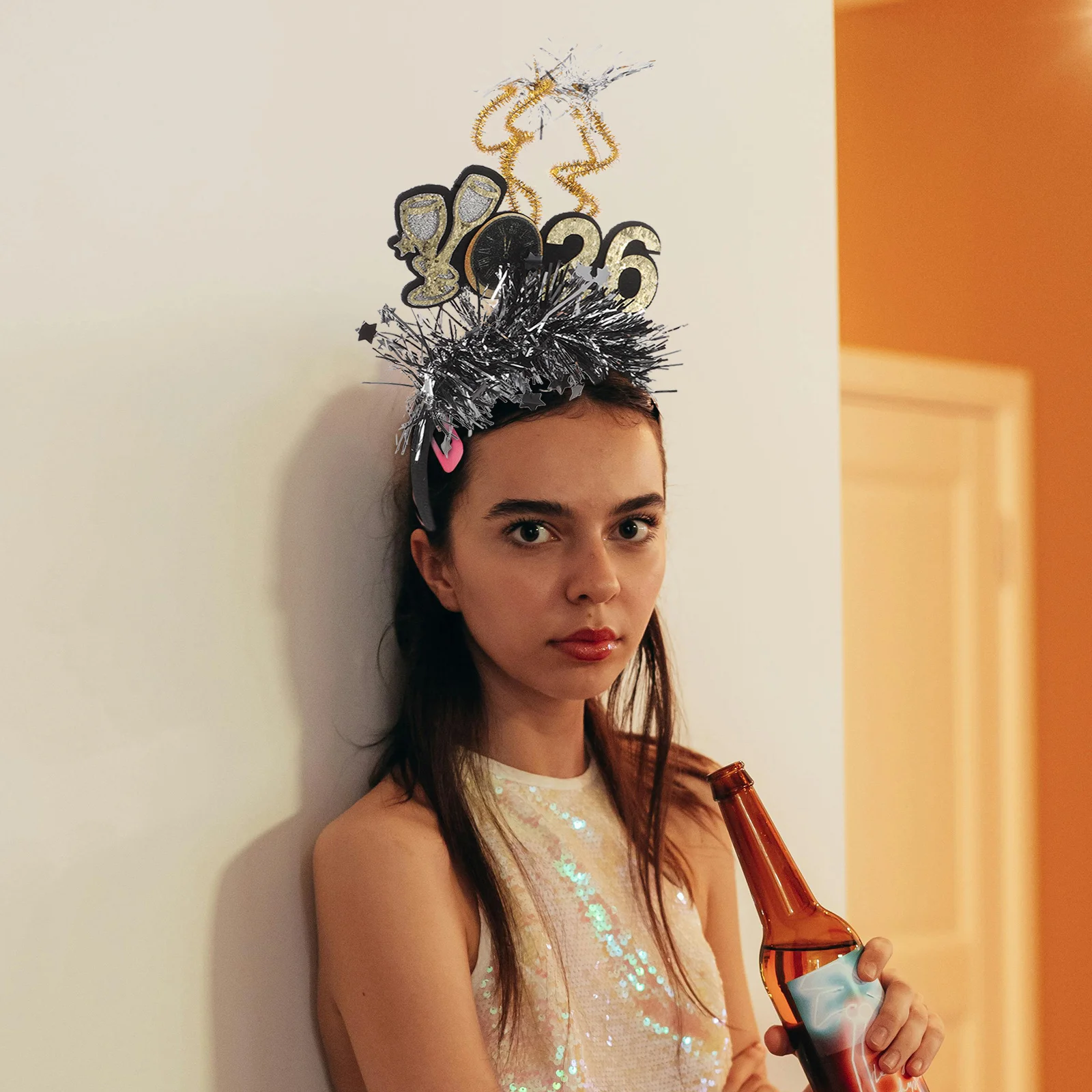 

3Pcs New Year Hairbands Sparkling Star Glitter Headbands Party Supplies Festival 2026 Happy New Year 2026 Festive Headband