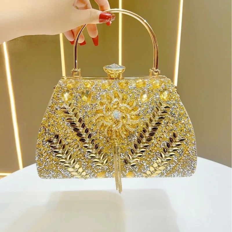 

New Women's Handbag Large Capacity High-end Socialite Diamond-encrusted Handbag Single Shoulder Crossbody Evening Bag