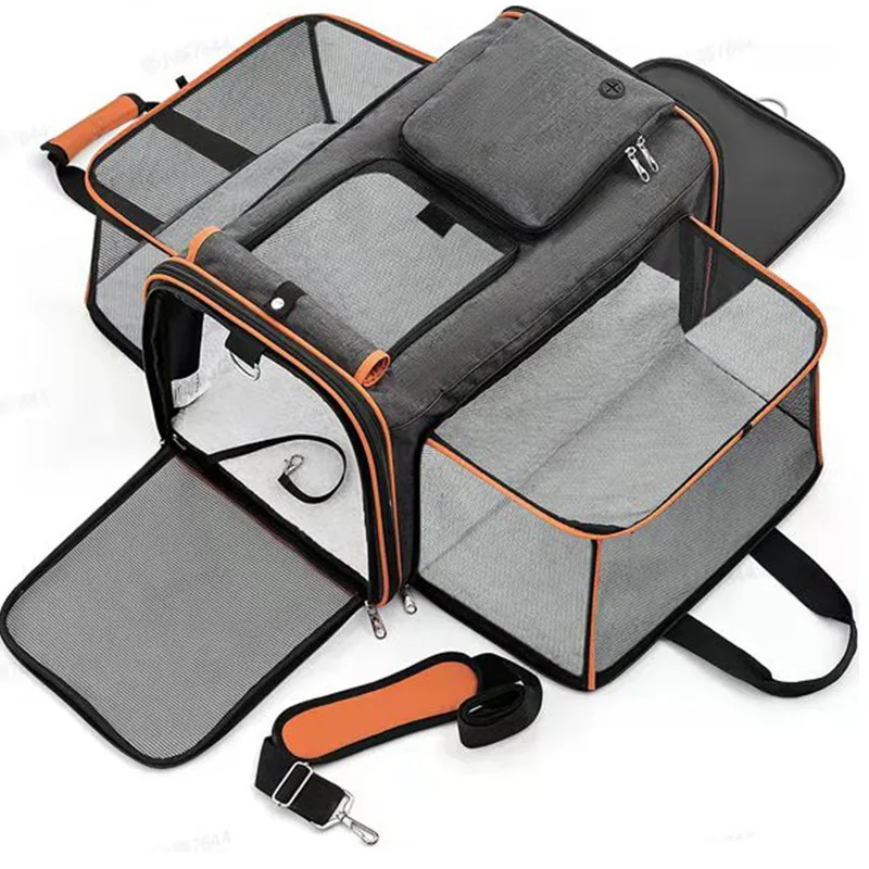 

Large Capacity Foldable Travel Bag for Cat, Pet Airlines Approved, Reflective Tape, Cat Travel Bag, Soft, Foldable