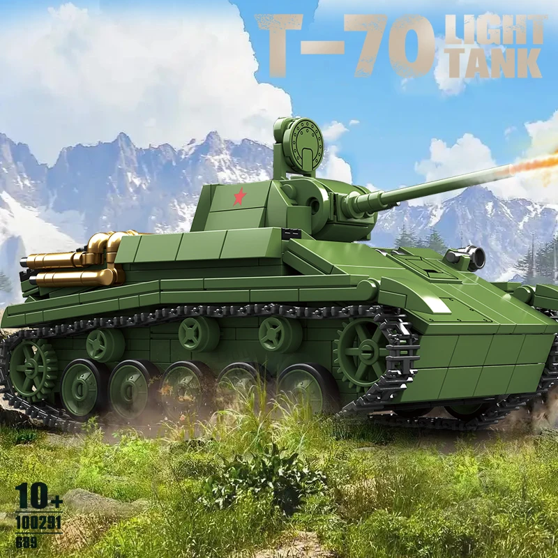 2025 New Small Particle Building Blocks Puzzle T-70 Tank Assembly Toy 99A Armored Vehicle Children's Gift Model