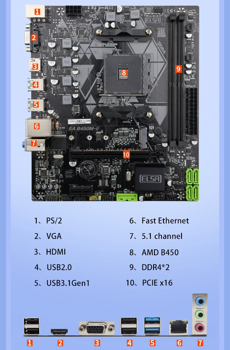 Imagem -06 - Desktop Motherboard Suporte Amd Dual Channel Ddr4 Ram Am4 Slot para Cpu Nvme Ngff M.2 Usb 3.0 Vga Am4 para Ryzen5 5600 Zillion-b450