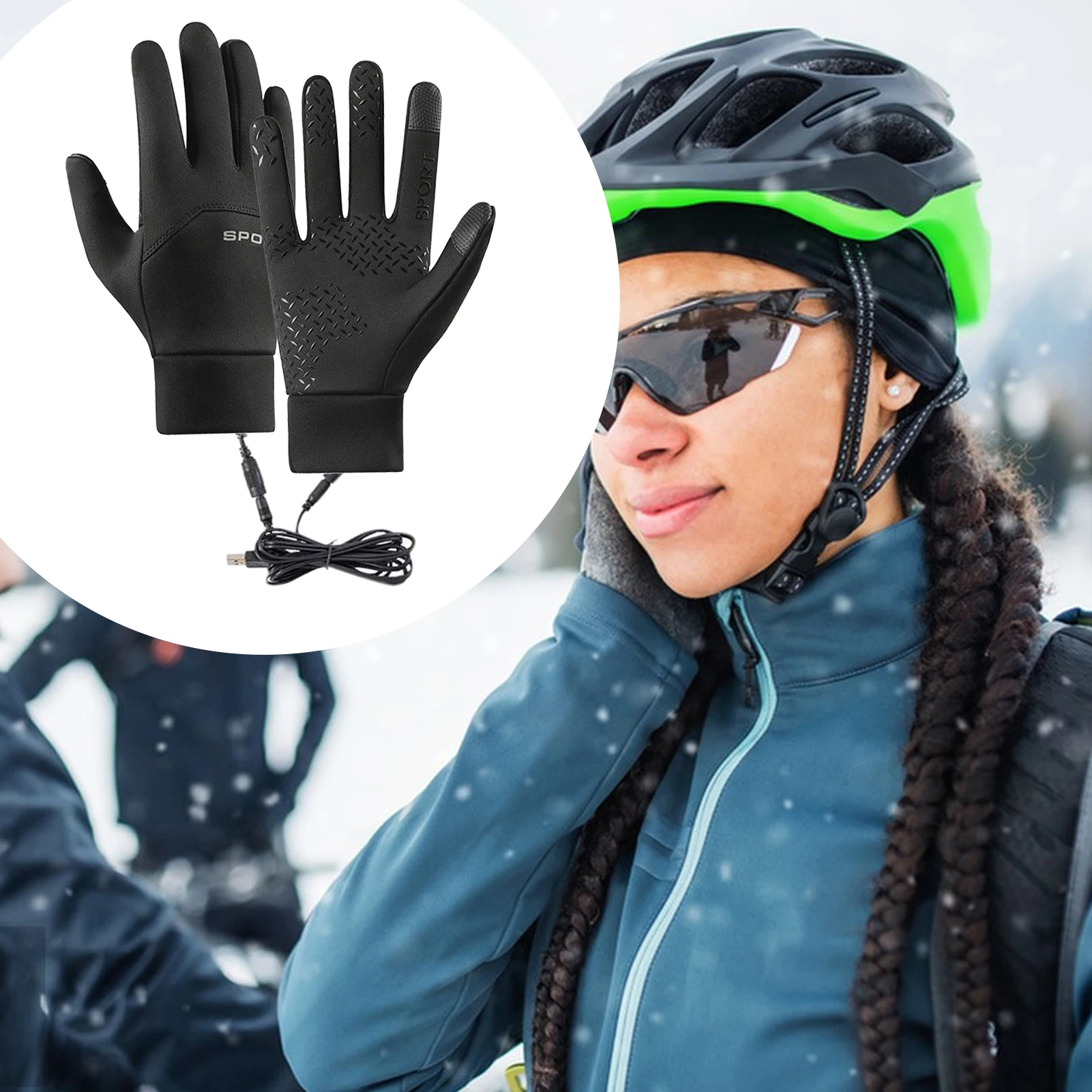 Guanti touch screen USB Guanti da moto riscaldati Guanti termici riscaldanti per ciclismo Corsa Guida Escursionismo Camminare per donna Uomo