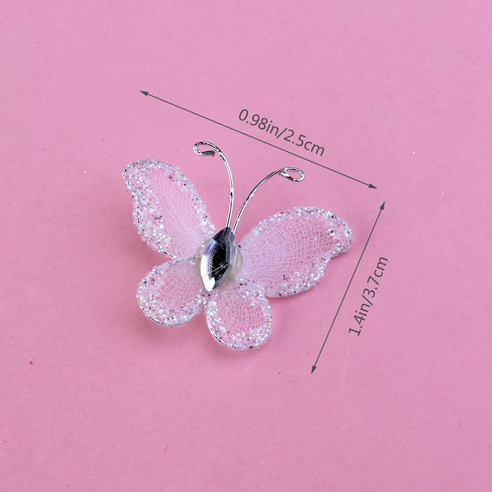 100 Pcs Mesh Butterfly Decoration DIY Wedding Wire Decorative Patches Appliques Embellishments for Dress Gift Bride