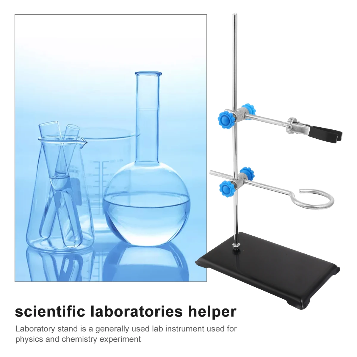 

1pc Laboratory Stand Experimental Support 30cm Mini Square Base Detachable Convenient Physics Chemistry Lab Materials Clamp Tool