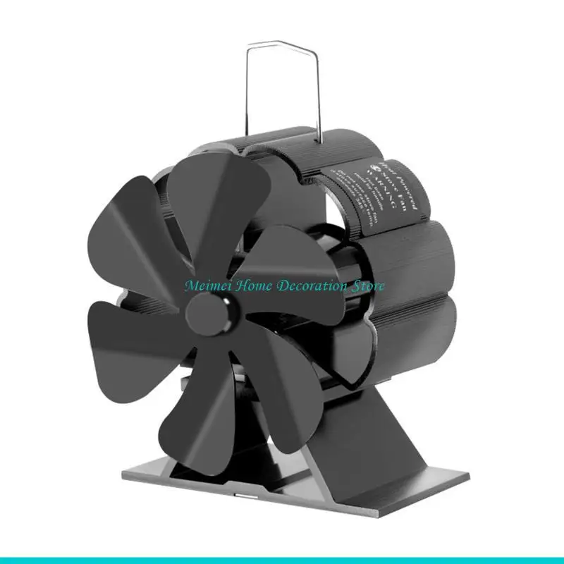 H7BF 6-blade Aluminum Alloy Stove Fireplace Fan Efficient Heat Powered Log for Burner Stove Fan Quiet Heat Distribution