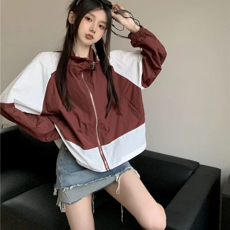 Deeptown Windbreaker Jacekt Women Oversized Korean Fashion Gorpcore Track Jackets Zipper Outdoor Windbreak Vintage Y2k Aesthetic