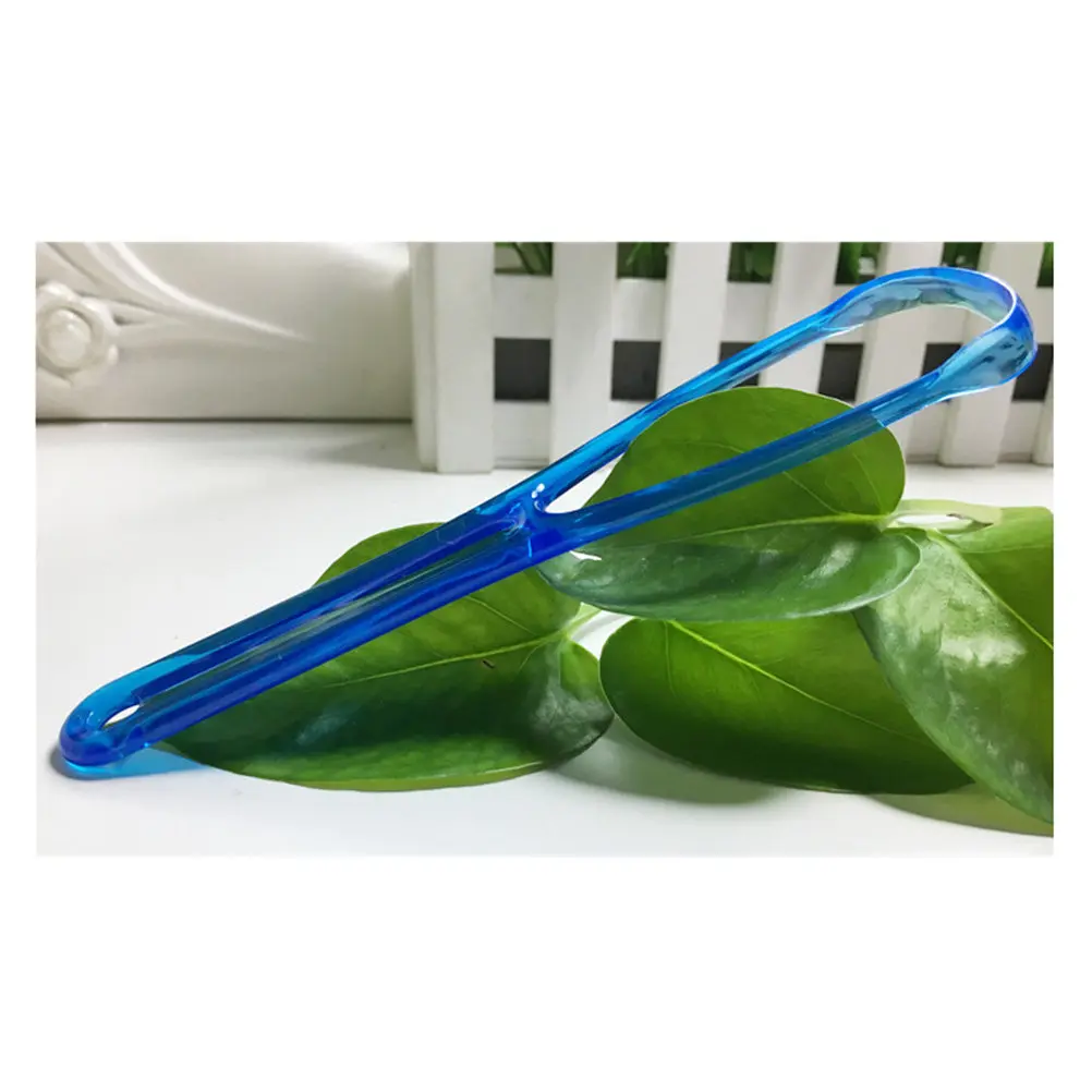 Tongue Scraper 2 Pack Double Sided Plastic Tongue Cleaner for Fresh Breath Oral Hygiene Random Color