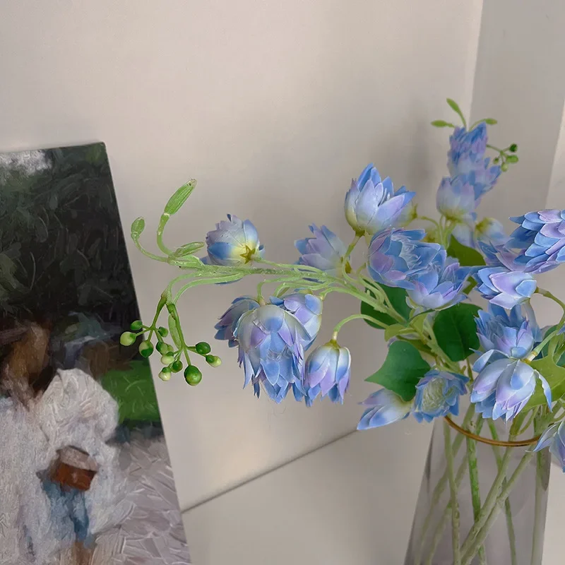 83CM Artificial Wind Chime Flower Blue Silk Flower Home Decoration Phoenix Tail Orchid Wedding Decoration