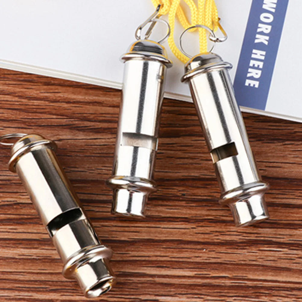 3Pcs Metal Whistle Outdoor Survival Emergency Whistle with Lanyard High Decibel Sound for Camping Hiking Sports Safety Accessory