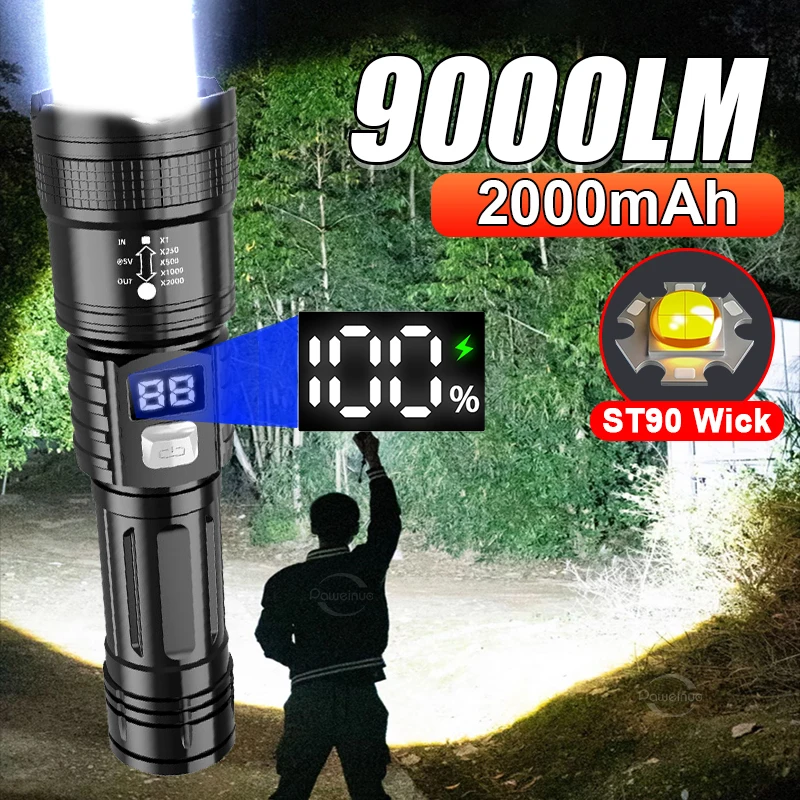 Portable Rechargeable LED Flashlights High Power Military Tactical Flashlight Telescopic Zoom Torch Lamp Outdoor Camping Fishing