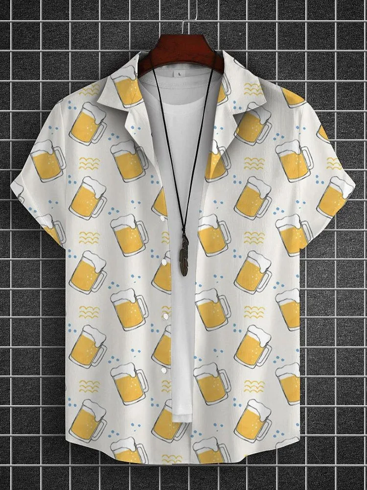 

Men's ort Sve irt Button Collar Menswear Summer Loose Fit Printed Casual irt Youth Faion Chinese Brand