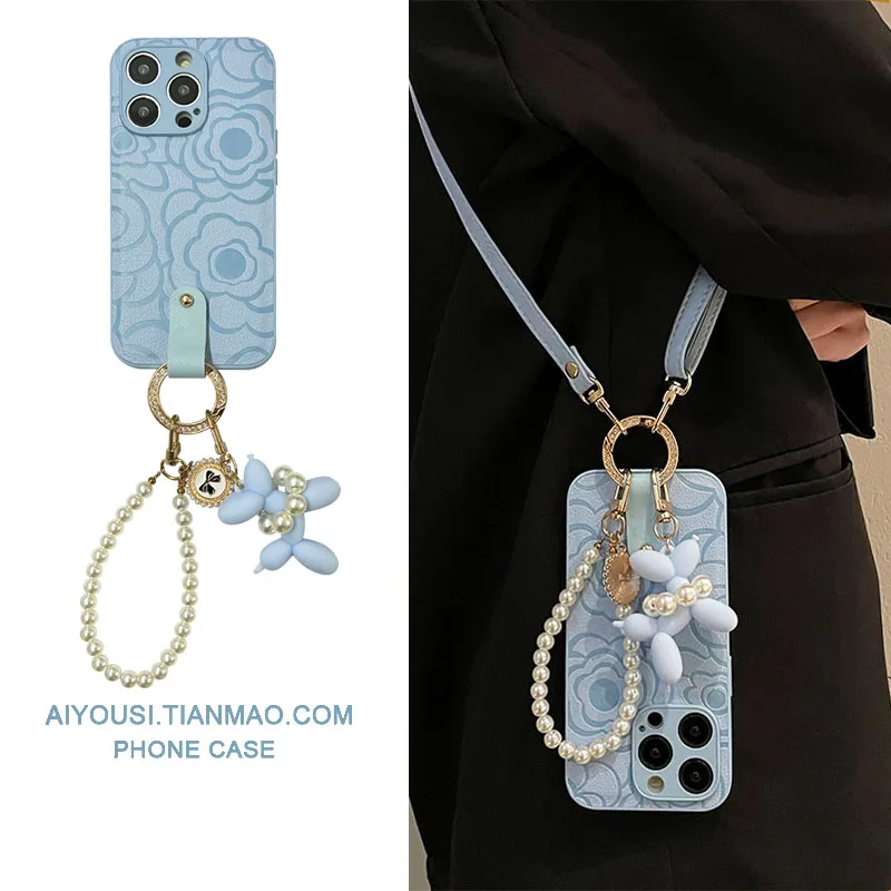 

Creative Camellia Puppy Pendant for iphone14 phone case 14 apple 13promax new 12/11 xsmax fun xr