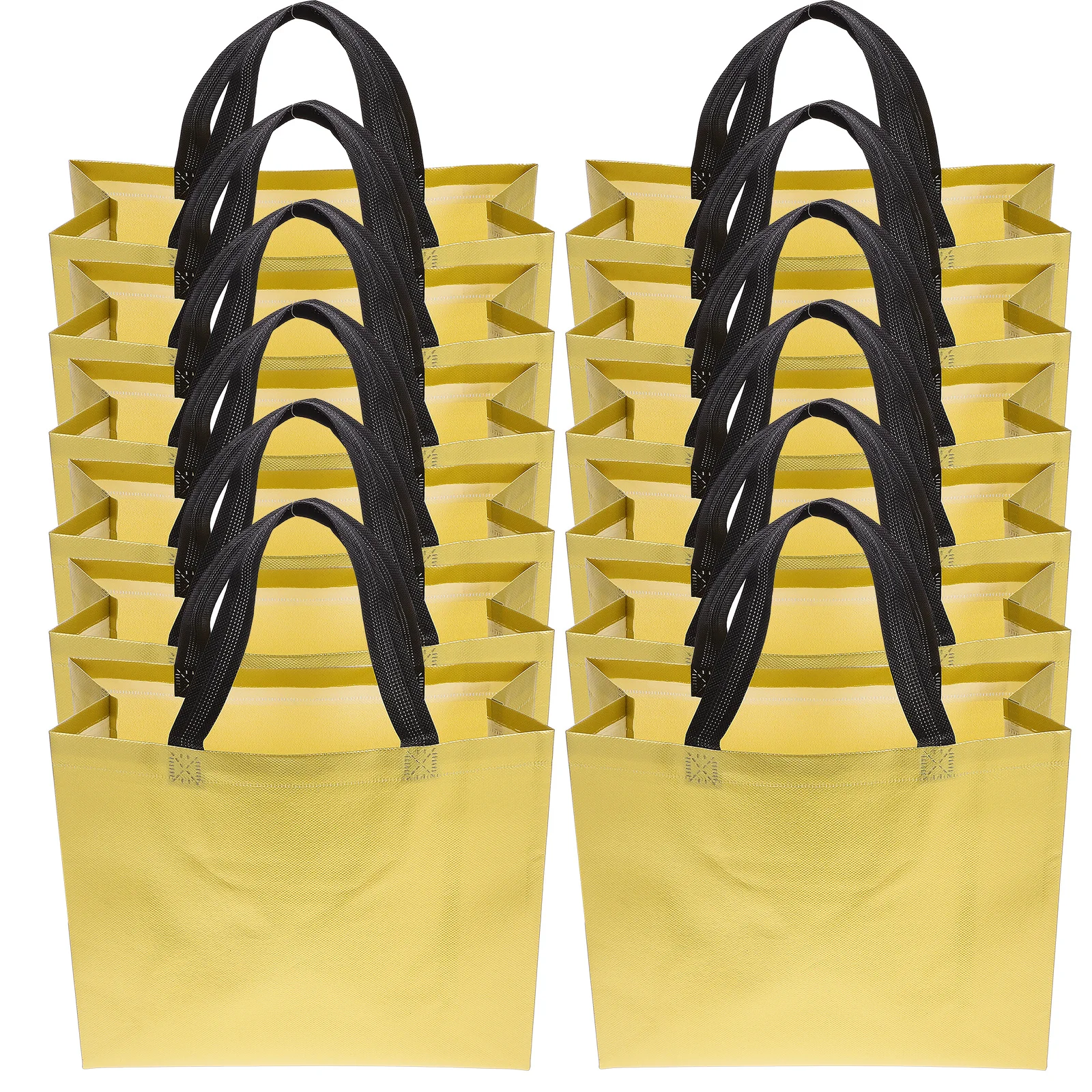 

12Pcs Gold Gift Bags Sturdy Reusable Grocery Tote Bags for Party Favors Birthday Wedding Decoration Carry All Purpose