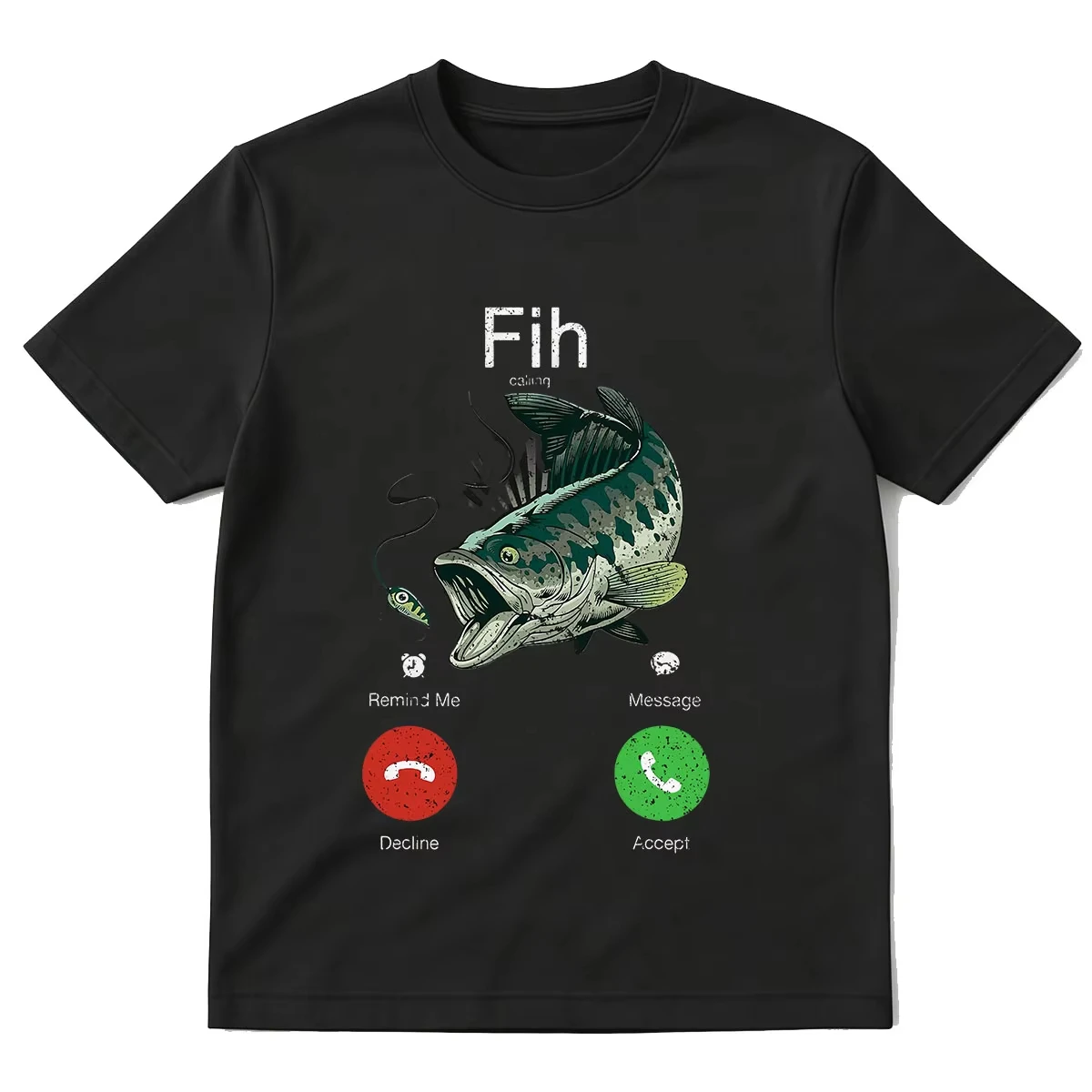 Fish Calling Graphic T-shirt Funny Phone Call Fishing Design with Call Buttons T-shirts Men Women Cotton Short Sleeve T Shirts