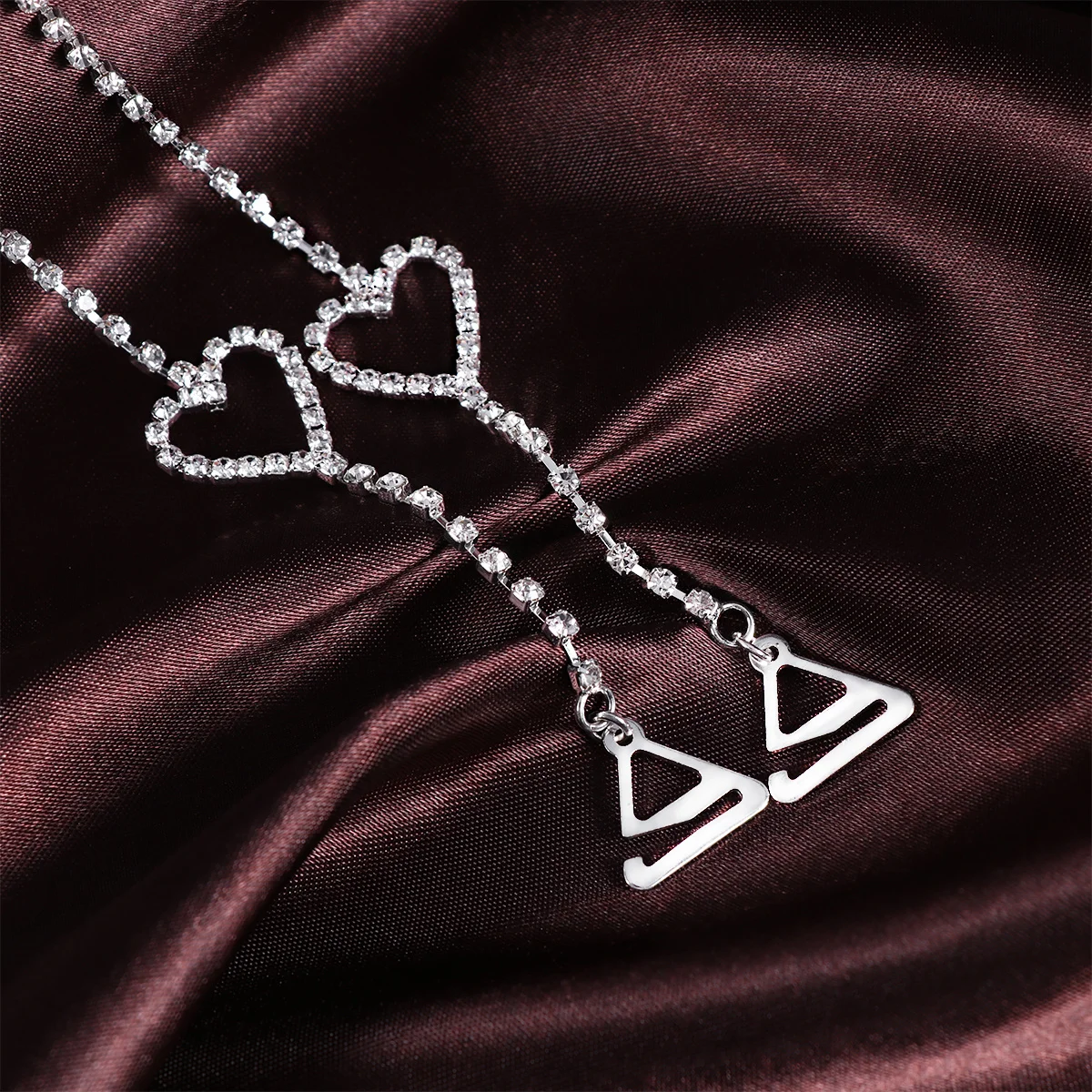 Adjustable Decorative Bra Straps with Double Crystal Chains Replacement for Tube Tops Halter Dresses Bling Rhinestone Strap