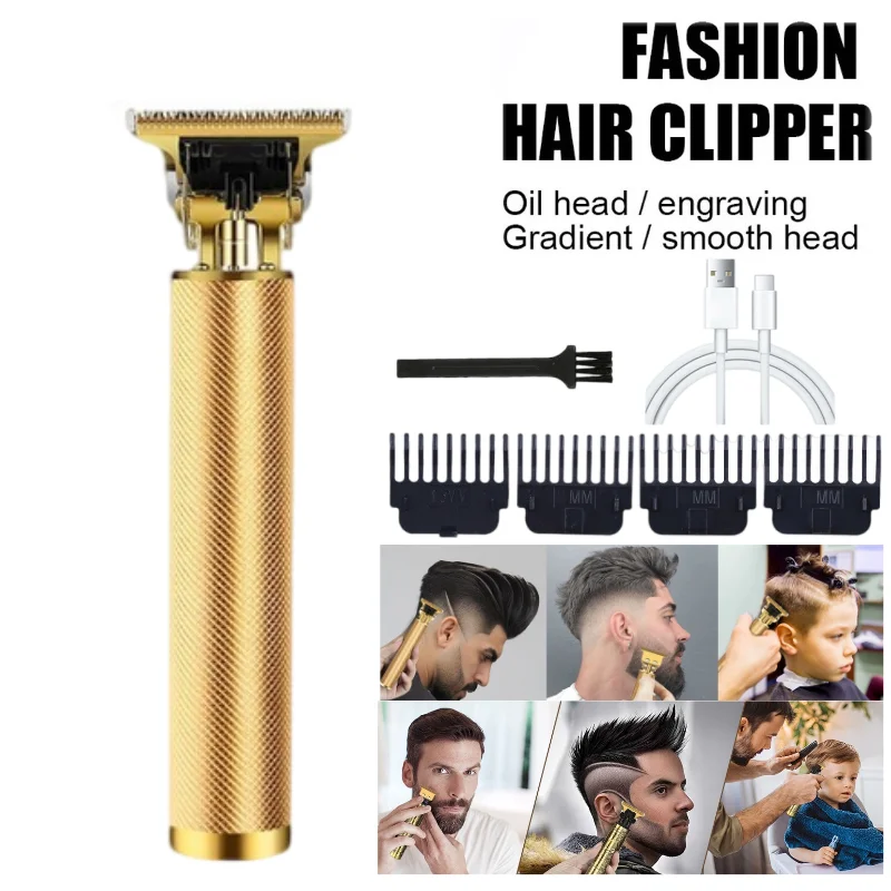 T9 Hair Trimmer Engraved Dragon Pattern Handle 4 Limit Combs Cleaning Brush USB C Wire  Rechargeable Beard Shaver For Men