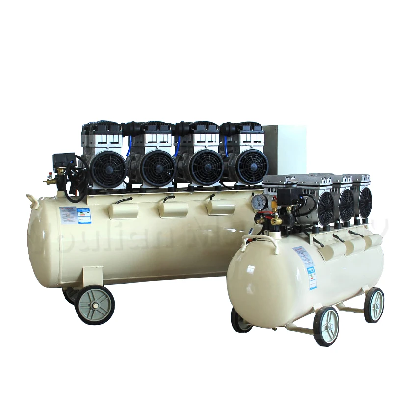 Electric Piston Air Compressor Motor Machine Portable Small Piston Pump High Pressure Oil Free 500 Liter 10 Bar Milk Yellow 120L