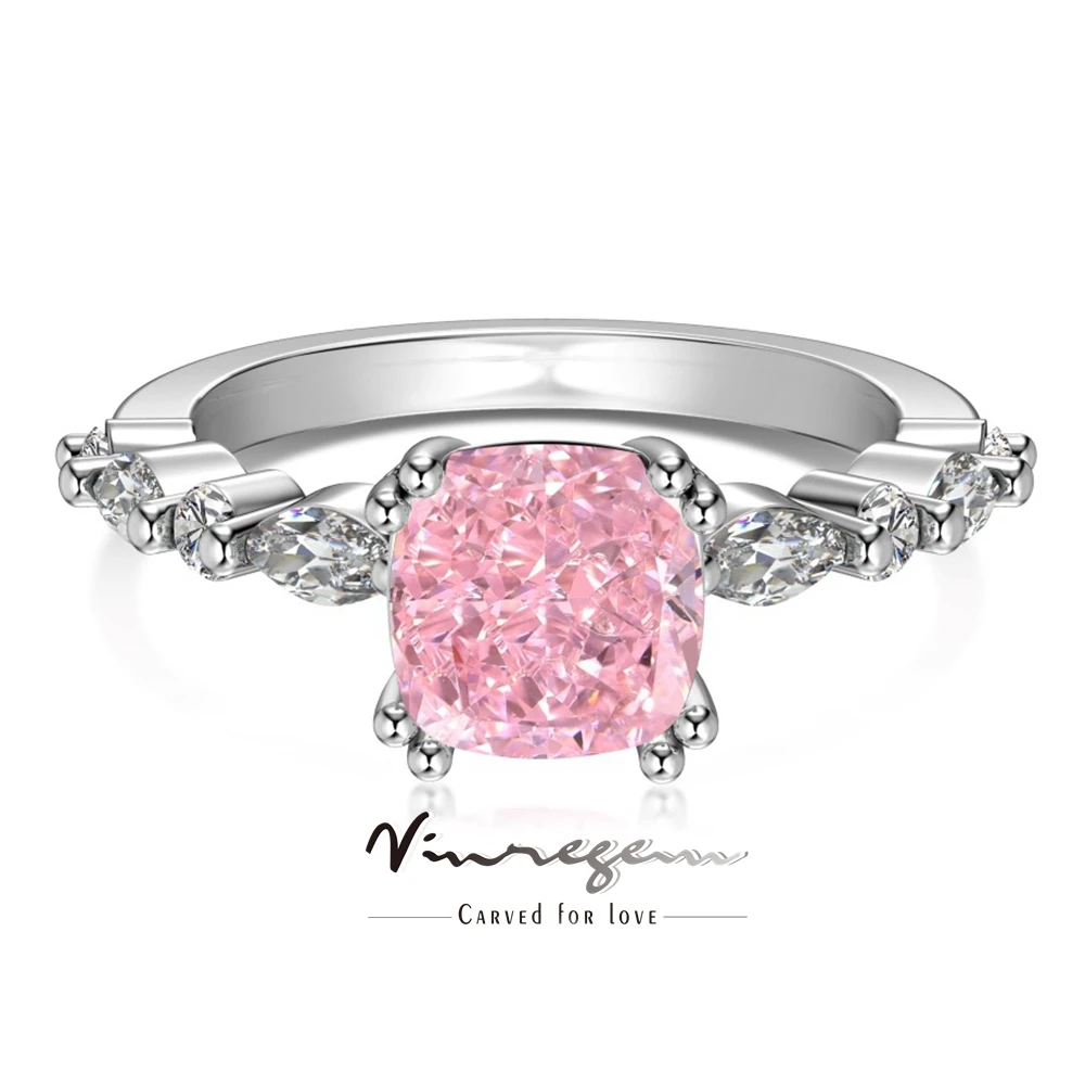 

Vinregem 7 мм 100% карат, искусственная Бриллиантовая Серебряная Свадебная вечеринка, Изящные Ювелирные изделия в подарок