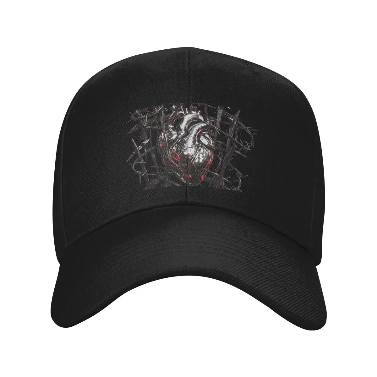 Fashion Liquid Metal Chrome Spike Heart Darkwear baseball cap Breathable And Not Stuffy Sun Cap
