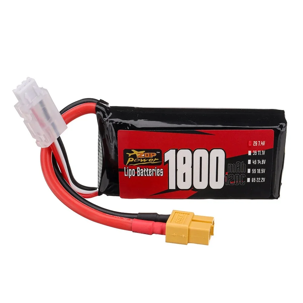 ZOP Power 2S 7,4 V 1800mAh 120C 13.32Wh LiPo Battery XT60 Plug для радиоуправляемого дрона