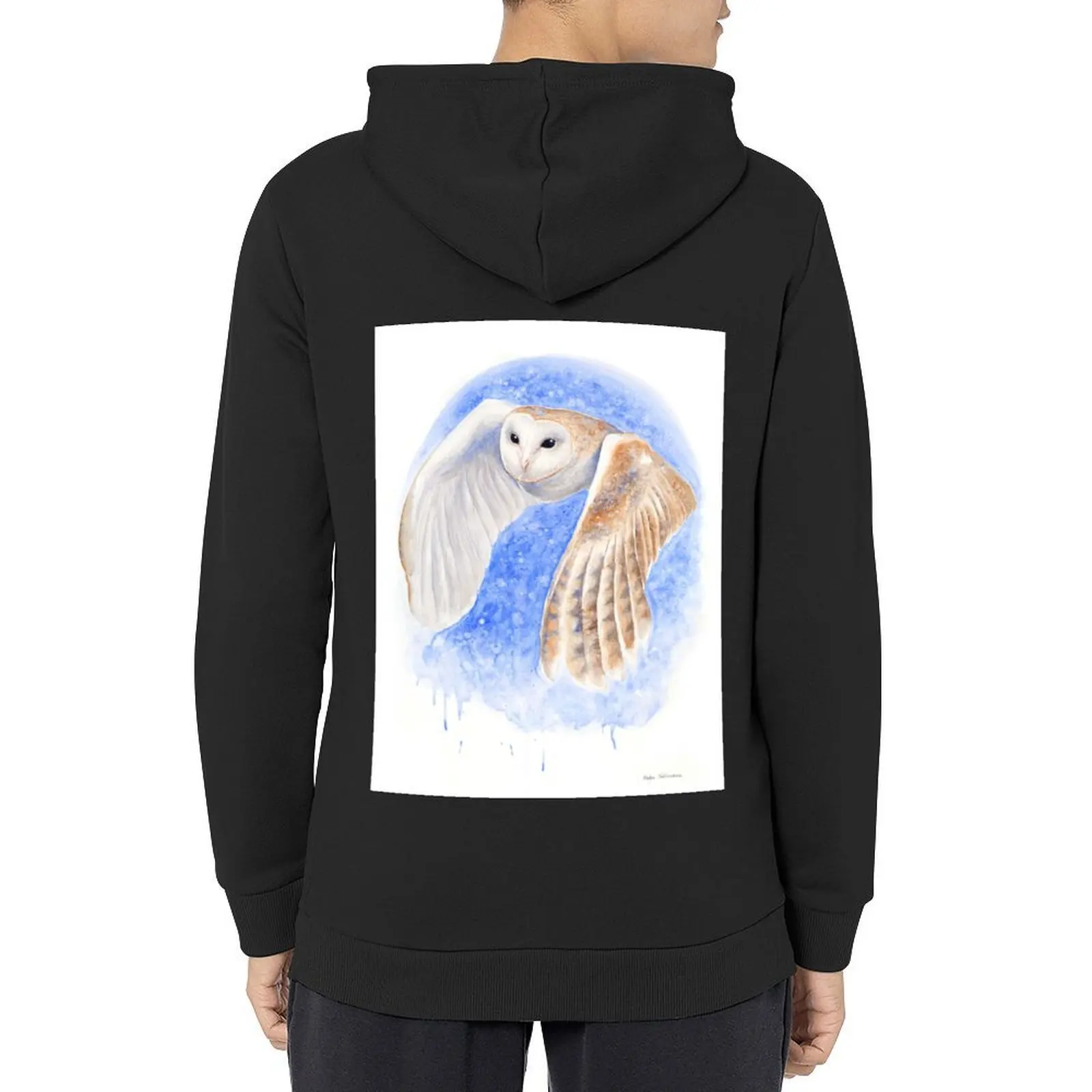 

Barn Owl Silent Flight by Nadya Neklioudova Hoodie mens designer clothes clothes for men autumn jacket men hoodies for men