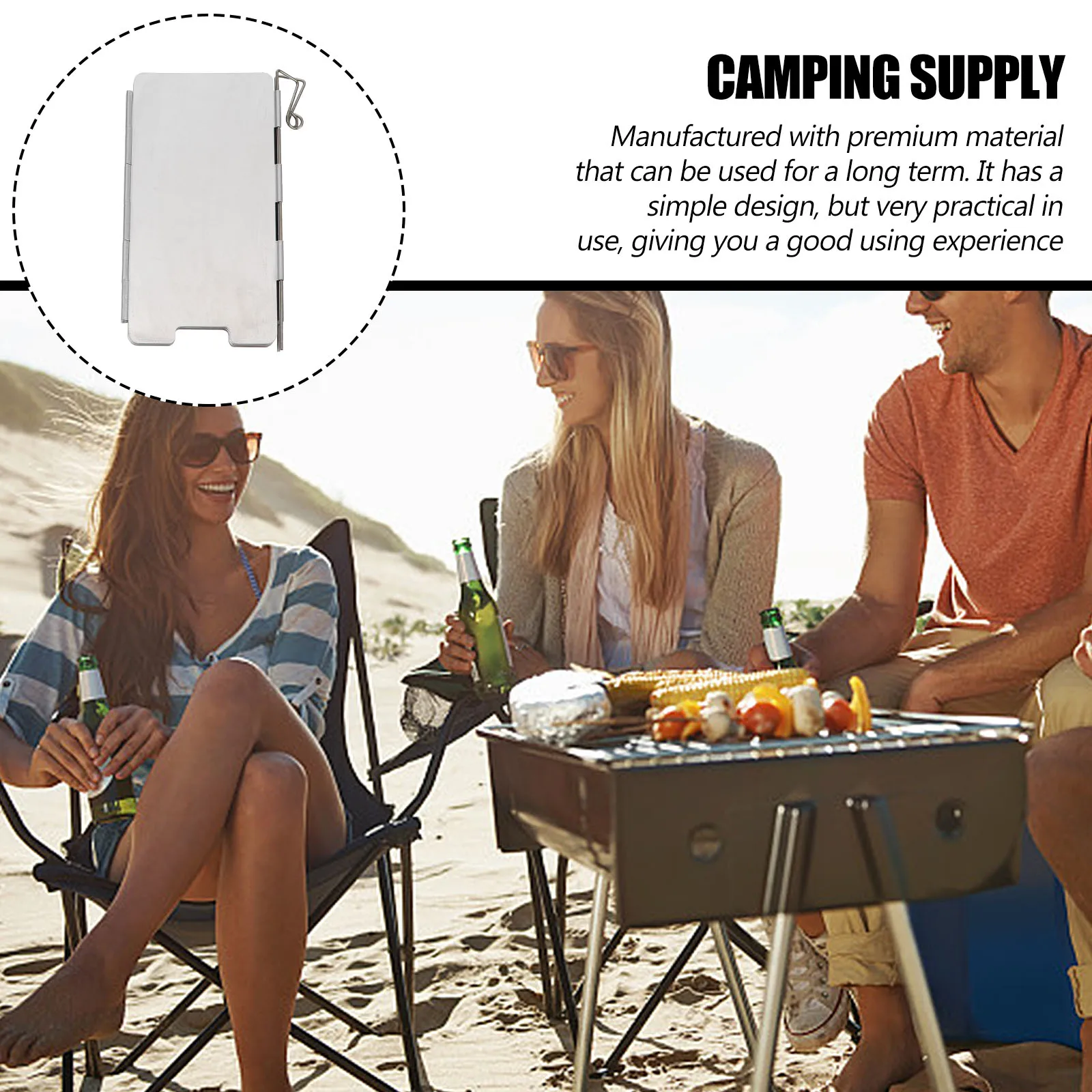 

Aluminum Alloy Windshield Foldable BBQ Stove Windscreen Camping Supplies Portable Adjustable Length Practical Use Long Lasting