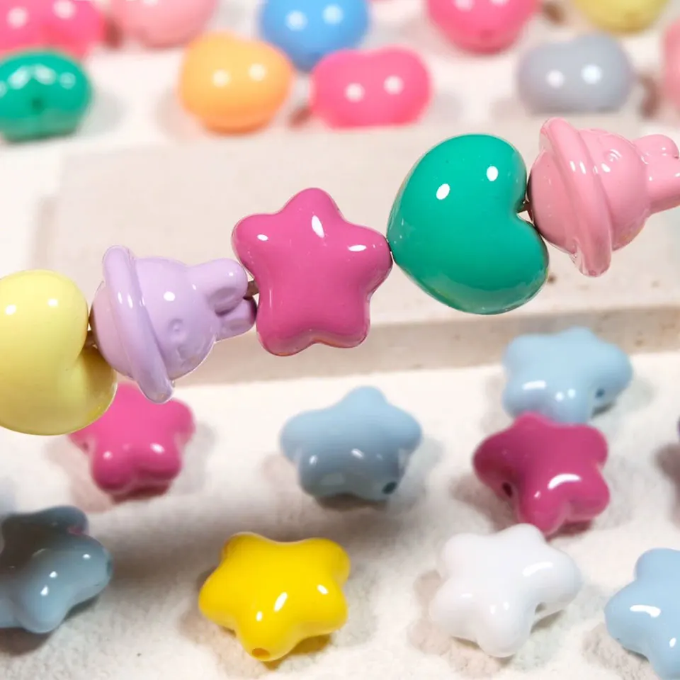 Królik planeta gwiazda miłość serce Kawaii koraliki do tworzenia biżuterii DIY dekoracja bransoletka naszyjnik łańcuszek do telefonu akcesoria do sznurka do włosów