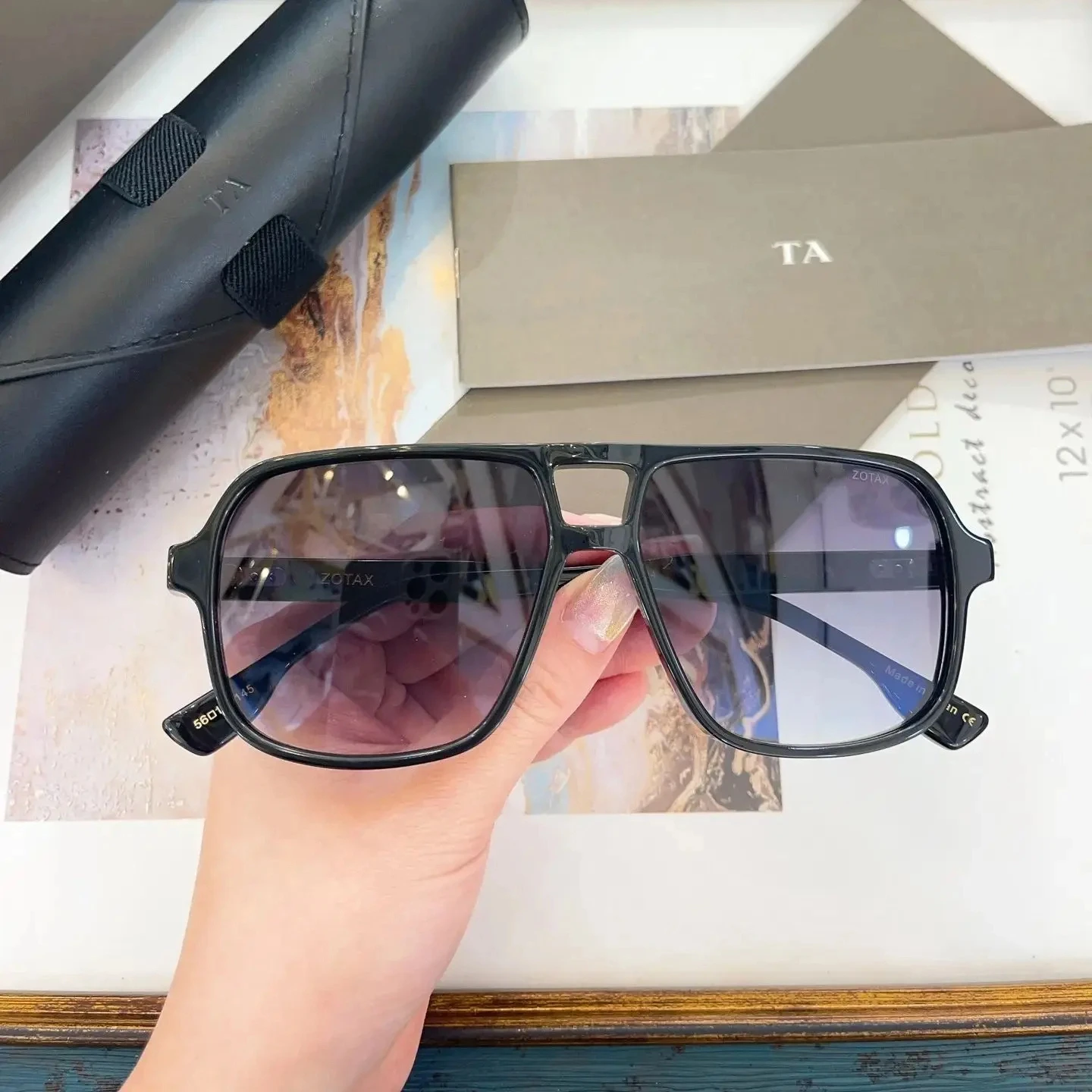 

Original Factory For DIYTA DT ZOTAX DTX718-A With Brand Box Gradient Purple Lenses Square Acetate Frame Men Women Sunglasses