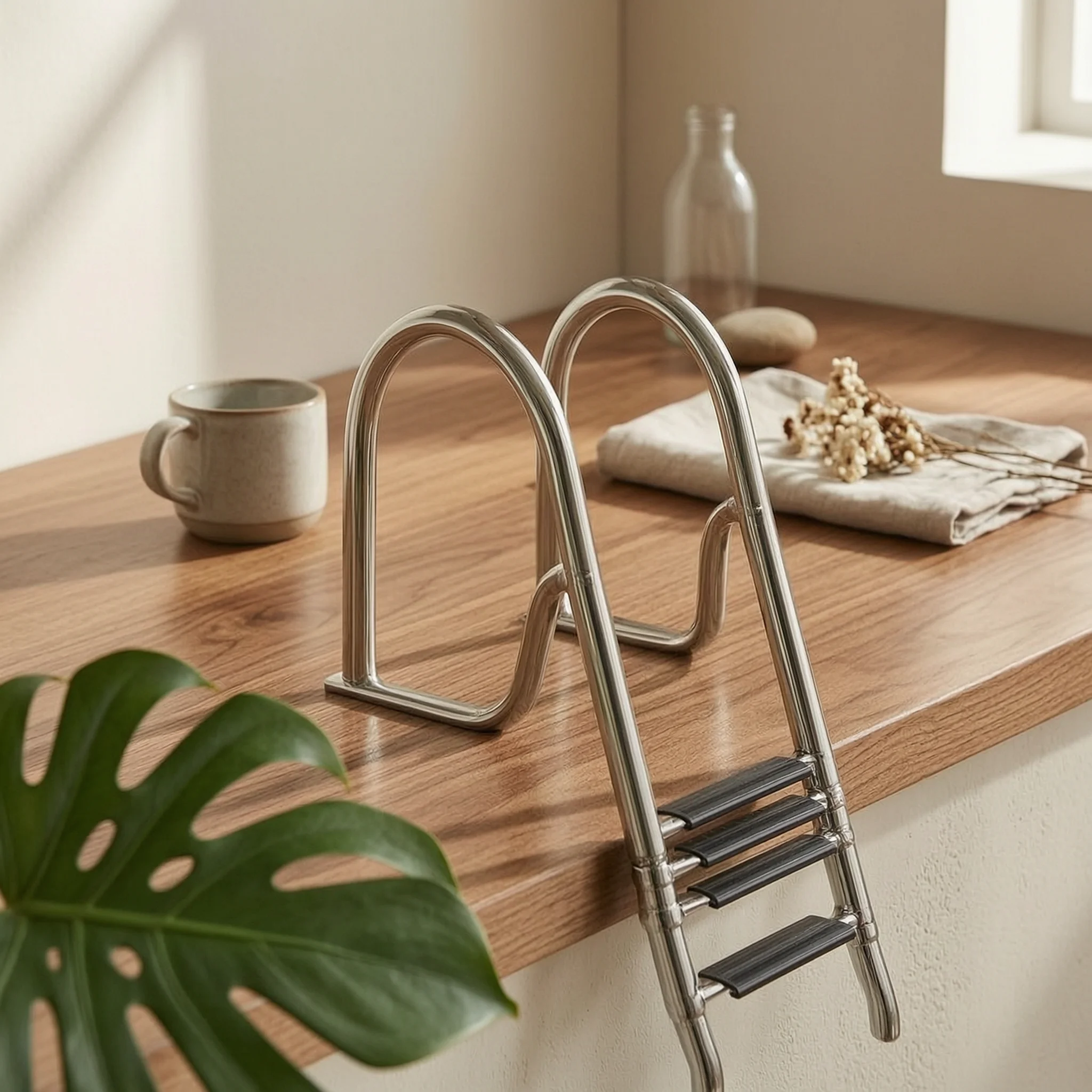 

Boat Boarding Ladder Polished Finish Stainless Steel Boat Ladder Arched Handrails Marine