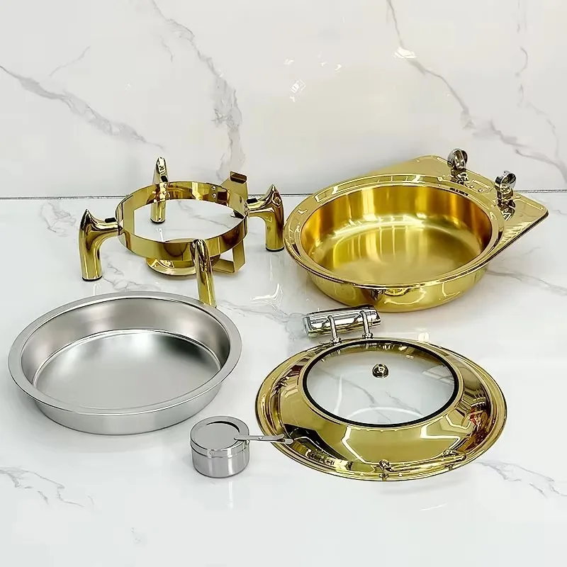 Restaurant Hotel Kitchen Equipment - Round Gold Plated Food Pantry for Self-Service