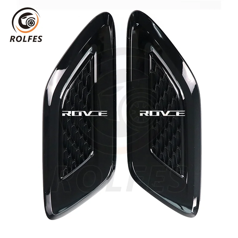 ROLFES Black/Silver Exterior Hood Air Vent Outlet Wing Trim For Land Rover Range Rover Sport 2014 2015 2016 2017 L494