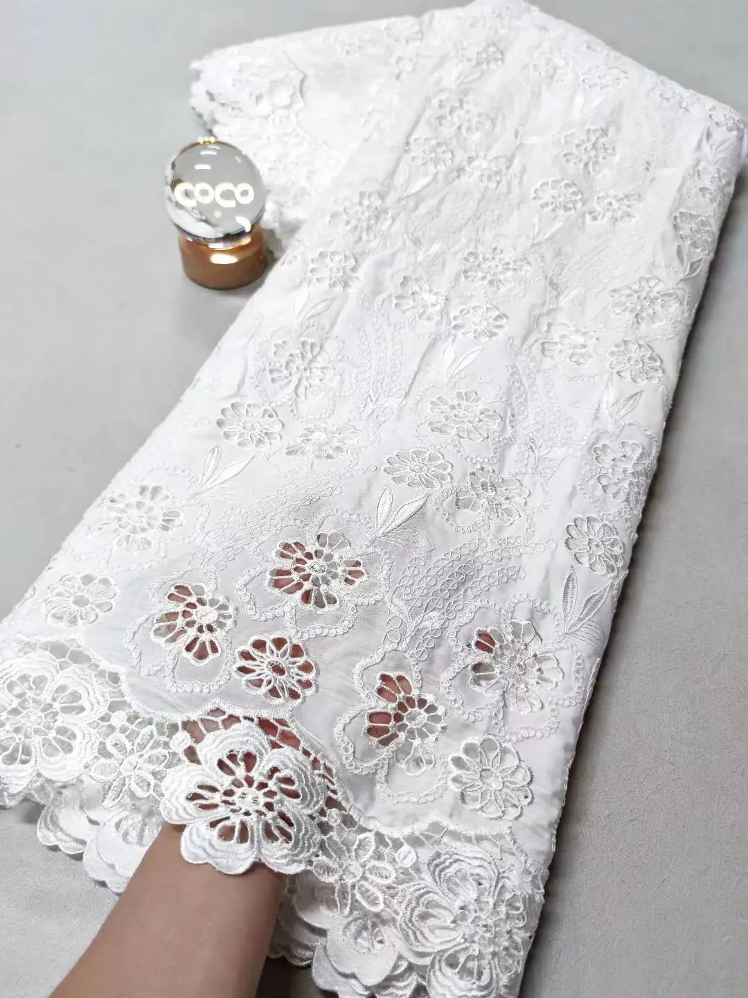 

2025 High Quality Africa Nigerian Sequins for Wedding Dress Chiffon Tulle Lace Fabric Party Guipure Sewing cotton 5Yard XL100