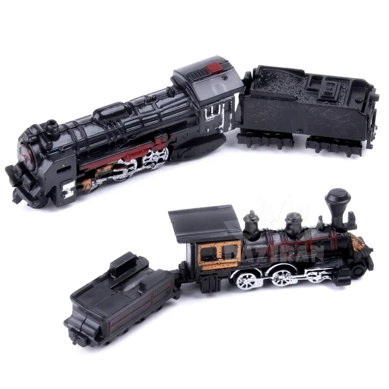 1/200 4D Steam Electric Locomotive Train Model 7cm Mini Plastic Building Kit Sand Table Assembly Toy For Children Gift