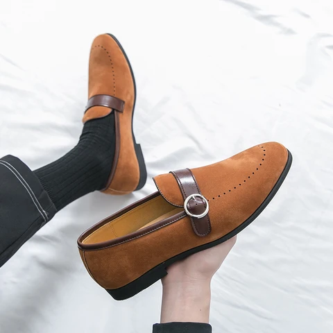 Новые мужские летние лоферы Brand: комфортные, легкие, повседневные, модные, с пряжкой, из матовой кожи, нескользящие, в стиле мокасин.