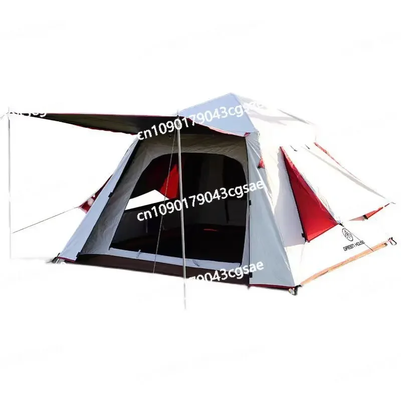 

Outdoor Tent for 3-4 People, Vinyl Double-layer Camping Automatic Awning, Rain and Sun Protection, Multi-functional Portable